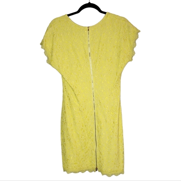NWT Diane Von Furstenberg yellow lace Wanda Mini dress.  Size 8 - Picture 3 of 16